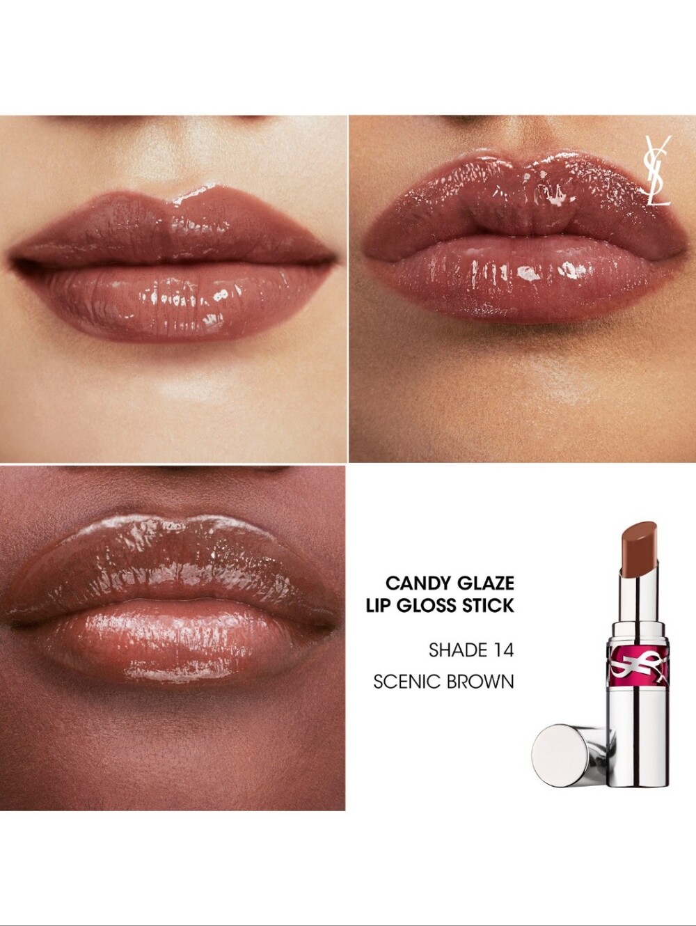 Yves Saint Laurent YSL Candy Glaze Double Care Balm in 14 Scenic Brown, NIB - Picture 2 of 7